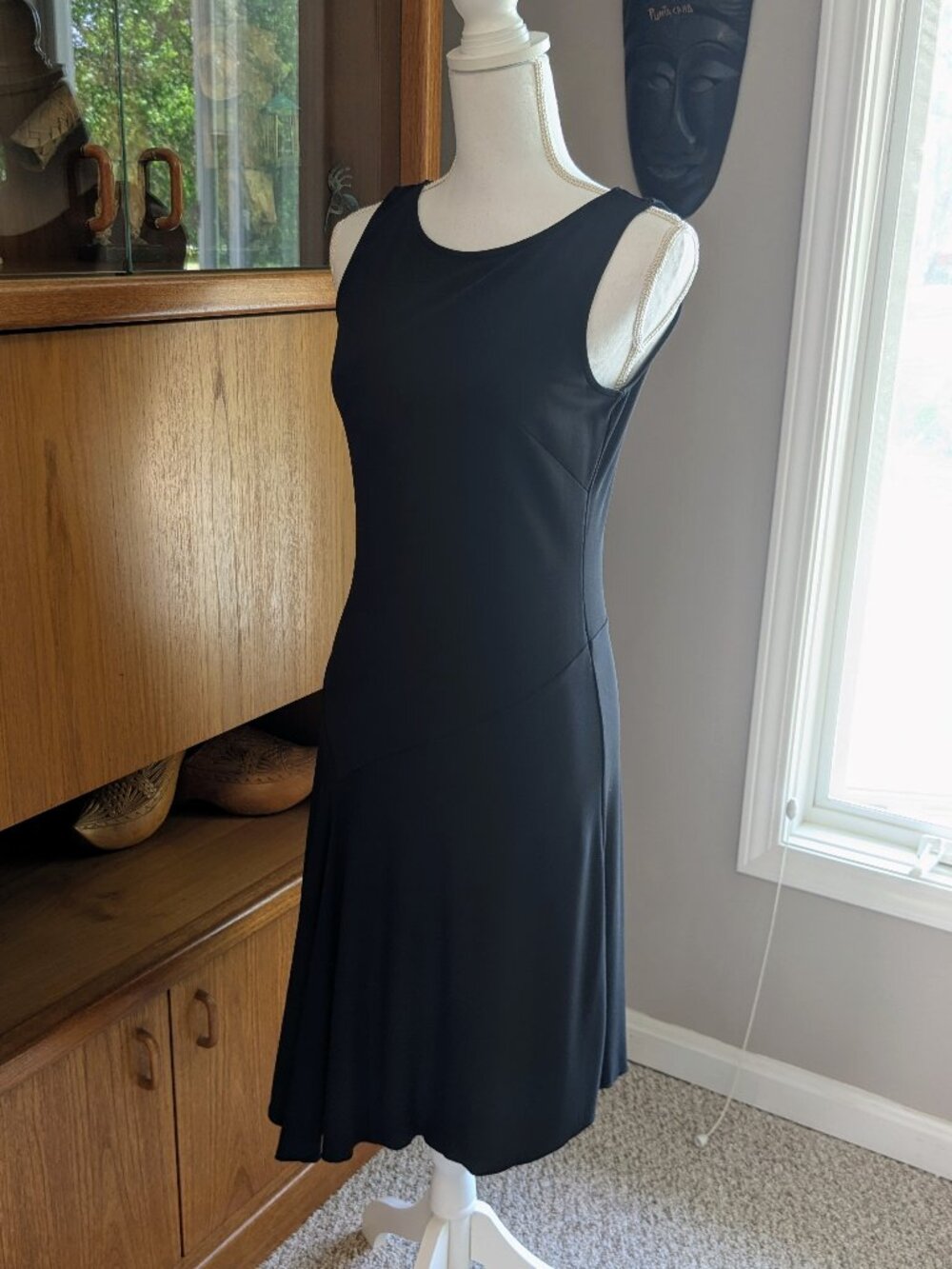 LOFT Black Asymmetrical Flowy Fit & Flare Dress - 10P
